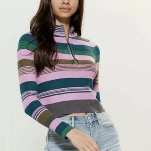 Free People Rip Tide Purple Knit Mock Turtle Neck Sweater